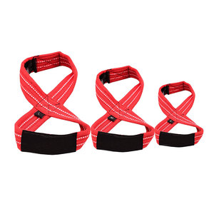 Poignets d'entraînement de gymnastique personnalisés 100% coton Figure 8 sangles de levage Powerlifting sangles à double boucle pour le fitness et l'haltérophilie - Product Image 4
