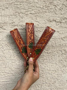 Nueva Llegada Mano Tooled Cuero Muñequera Llaveros En Relieve Estampado Floral Cuero Llaveros Tooled Accesorios de cuero Correas para llaves - Product Image 4