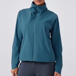 Chaqueta ligera de ajuste Regular para mujer, transpirable, sin costuras, que absorbe el sudor, elástica, de cuatro vías, ecológica, impermeable, para Yoga - Product Image 5