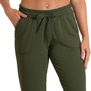 Pantalons de survêtement d'hiver pour femmes avec cordon de serrage élastique, taille mi-haute, jambe droite, pantalon de course à séchage rapide, écologique, poches latérales, OEM - Product Image 4