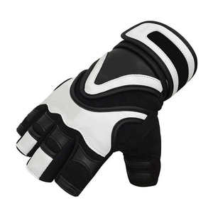 Diseño personalizado de cuero Guantes de levantamiento de pesas Antideslizante Medio dedo Ejercicio Entrenamiento Guantes de fitness - Product Image 4