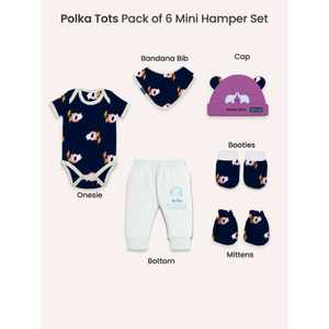 Polka Tots Pack de 6 Elefante Imprimir Mini Recién Nacido Regalo Cesto Set-Azul marino - Product Image 3