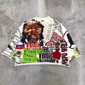 Camisetas de Estilo Alternativo para Mujer con Bordado Gótico y Estampados Inspirados en el Hip Hop para Hombre, Tops Holgados de Algodón - Product Image 4