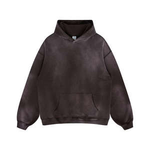 Sweat à capuche pour hommes personnalisé solide et décontracté délavé à l'acide polyester/coton mélangé séchage rapide respirant coupe-vent imperméable hiver OEM - Product Image 4