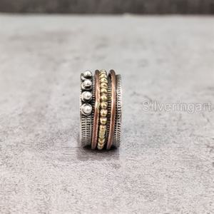 Bague Bohème en Argent Sterling 925 pour Femme Bague de Pouce Fidget Bijoux Faits à la Main Fête Yoga Bague Spinner pour Homme - Product Image 3