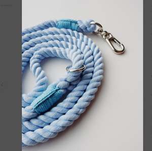 Blue Solid Cotton Rope and Leather Dog <b>Leash</b> Customized Colored Cotton Rope Handmade Dog <b>Leash</b> <b>Pet</b> <b>Leash</b> Set - Product Image 3