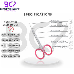 Tijeras de uñas para cutículas de acero inoxidable de la más alta calidad, herramienta de manicura y pedicura de forma recta de punta fina con hoja curva afilada - Product Image 5