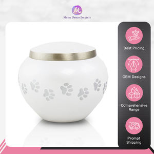 Premium Quality Aluminum <b>Pet</b> <b>Urn</b> - White & Silver Finish Custom Design Possible Memorial Ashes Container from Indian Seller - Product Image 2