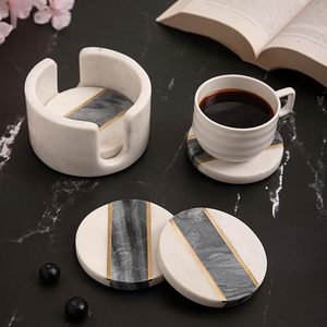 Premium Round Free Stone <b>Coasters</b> with Holder For Office Restaurant Hotel Home at Reasonable Price - Product Image 2