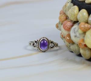 925 Sterling Silver Designer Améthyste Anneau Forme Ovale Naturel Violet Pierre Lunette Réglage pour Fête Cadeau De Noël Février - Product Image 2