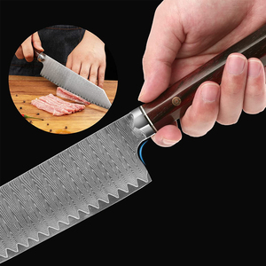 ใบมีดเหล็กดามัสกัสทำด้วยมือมีดเชฟทำด้วยมือพร้อมปลอกหนัง - Product Image 6