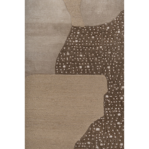 พรมขนสัตว์ผสมไหมไผ่ถักมือสีเบจน้ำตาลลายเส้นนามธรรมรูปทรงสี่เหลี่ยมผืนผ้าสำหรับตกแต่งบ้าน - Product Image 3