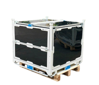 Cage de stockage en métal pliable robuste et durable, panneaux transparents, étagères multiples, équipement de stockage de marchandises pour la logistique industrielle et le transport