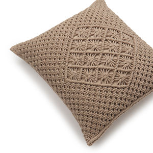 Housse de coussin en macramé beige Matériau durable motif floral et vintage Portable et lavable pour les festivals - Product Image 2