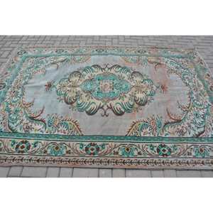 Vintage Turkish Rug Classic Blue Beige 6.2x9ft Patchwork Design Flat Weave Wool Material Latex for Living Room Decorations - Product Image 3