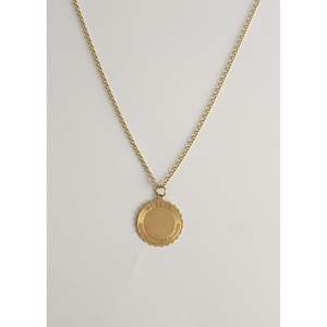 Pendentif pièce de monnaie vintage doré avec diamant, style religieux, plaqué rhodium, bijou fait main d'Inde - Product Image 3