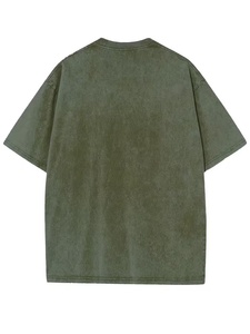 Men's Olive Green Cotton Plain T-Shirt <b>Set</b> Crew Neck Short Sleeve Solid Color Casual Summer Wear <b>Knitted</b> Breathable Shorts - Product Image 2