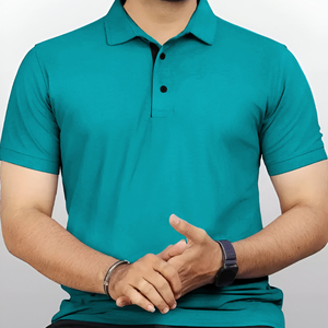 Polo d'affaires slim 100% coton pour hommes, T-Shirt à motif solide, vêtements d'été grande taille, décontracté pour hommes, fabriqué en Inde - Product Image 2