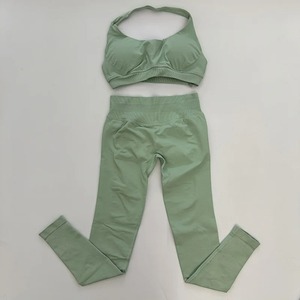 Conjunto de Yoga de 2 Piezas para Mujer, Sin Costuras, Sujetador Deportivo con Tirantes, Leggings de Cintura Alta, Transpirable, de Secado Rápido, Traje de Gimnasio, MOQ Bajo 2026 - Product Image 2