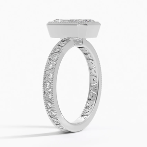 Exquisito anillo de compromiso de oro de 10K con corte esmeralda, Diamante cultivado en laboratorio, anillo de bodas de lujo con glamour con simetría radiante - Product Image 4