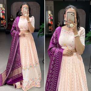 Georgette lehenga choli กับ dupatta กับด้ายและงานปักลำดับผู้หญิงแฟชั่น exporter - Product Image 6