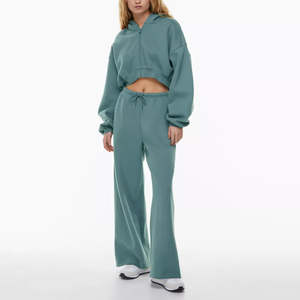 ชุดวอร์มแฟชั่นผู้หญิงไซส์ใหญ่ คุณภาพสูง ผ้าฟลีซหนานุ่ม พิมพ์ลาย ขาตรงทรงกว้าง ผ้าฝ้าย 100% - Product Image 1