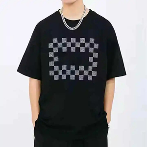 เสื้อยืดคอกลมแขนสั้นสำหรับผู้หญิงเสื้อยืดลำลองผ้าคอตตอนแท้พิมพ์ลายพลอยเทียมแฟชั่นใหม่ฤดูร้อน - Product Image 3