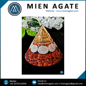 Modernista 70-75mm Gomati Chakra Orgone Antena Tallado en forma de cono Generador de riqueza Ágata Pirámide Laxmi Amor Piedra preciosa al por mayor - Product Image 6