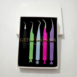 Famous Styles Cutout Diamond Grip <b>Silver</b> Tip Stainless Steel Anti-Magnetic Anti-Static Eyelash Extension Tweezers Custom Logo - Product Image 3