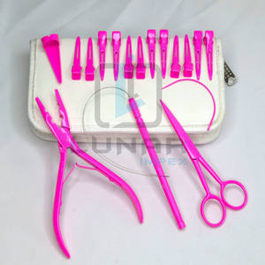 Kit d'outils d'extension de cheveux accrocheur de couleur rose vif avec accessoires personnalisés et étiquetage de marque personnalisé - Product Image 5