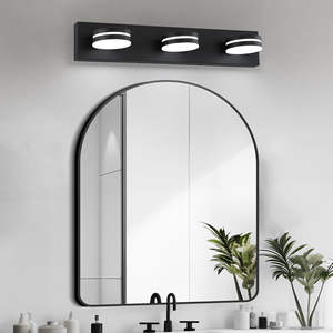 Luminaire LED moderne noir à 3 lumières de 23,6 pouces, intensité réglable 5500K, pour miroir de salle de bain et hôtel (intérieur) - Product Image 1