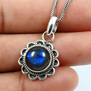 Collier en argent sterling 925 de meilleure qualité Pendentif parfait Cadeaux de mariage Pierre précieuse de labradorite naturelle Bijoux en argent 925 - Product Image 2