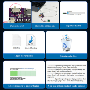 Programable Recargable 4M Memoria Altavoz de música de 4 minutos y módulo de sonido para tarjeta de felicitación - Product Image 5