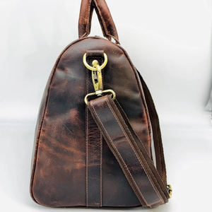 Bolsa de Viaje de Cuero para Hombre, Estilo Vintage, con Cierre de Cremallera, Forro de Poliéster Resistente, Color Marrón - Product Image 3