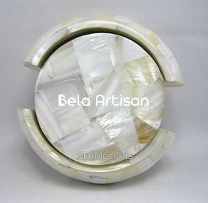 Juego de Posavasos de Resina con Incrustaciones de Madreperla, Diseño Personalizable, Ligeros, Decorativos para Té y Hogar - Product Image 1