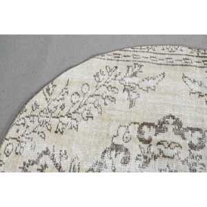 Turkish Vintage <b>Rug</b>, 3,9x3,9 ft <b>Round</b> <b>Rug</b>, <b>White</b> Southwestern <b>Rug</b> - Product Image 3