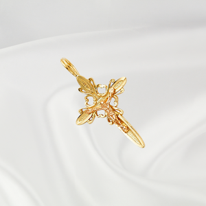 Pendentif Croix Élégant en Or Plaqué Or 14K Bicolore, Charme Crucifix Latin Soleil Éclatant pour Enfants, Accents Diamantés, Chrétien - Product Image 5