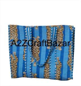 Sac fourre-tout à bandoulière longue en coton pur 100 % fait à la main pour femmes - Design bohème indien écologique de Jaipur - Product Image 6