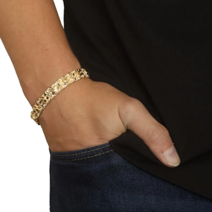 Pulsera de eslabones de oro real, pulsera de eslabones de joyería, oro rosa de 18 quilates, oro amarillo para joyería de moda Unisex - Product Image 4