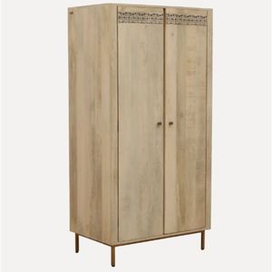 Serengeti Armario de madera de mango de 2 puertas de estilo tradicional con acabado blanco lavado para dormitorio comedor o sala de estar - Product Image 4