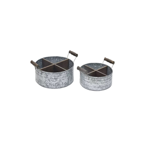 Galvanized Round Shaped Caddy with Metal Handle New Design Cutlery Holder for <b>Kitchen</b> <b>Accessories</b> New Look Metal Storage Box - Product Image 1