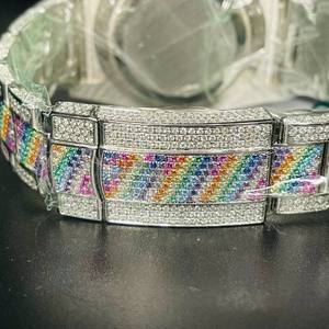 Top Trending colorido Baguette y redondo VVS Moissanite diamante automático Iced Out reloj de pulsera Hip Hop mecánico moda masculina - Product Image 2