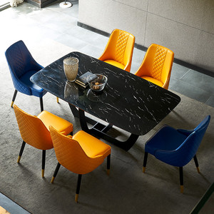 Juego de Mesa de Comedor Rectangular de Estilo Nórdico, Moderno, Sencillo, Italiano, de Lujo, con Patas Estables de Acero Inoxidable para el Hogar - Product Image 1