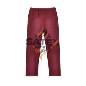 Pantalon décontracté épais pour homme en polyester/coton, style vintage, poids lourd, délavé à l'acide, avec cordon de serrage, en molleton bouclé - Product Image 1