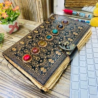 Exclusif fait à la main 8x6 pouces en cuir relié Journal Vintage rétro voyage Journal Logo en relief aquarelle papier cahier pour clés