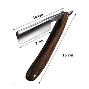 Rasoirs professionnels en acier inoxydable de rasoir de barbier de bord droit pour les hommes rasoir de barbier de poignée en bois - Product Image 4