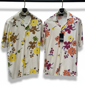 Camisa Moderna de Manga Corta con Cuello en V para Hombre, Diseño Floral, Corte Holgado, Tela Satén Ligera, Estilo Veraniego, Ropa Casual - Product Image 2