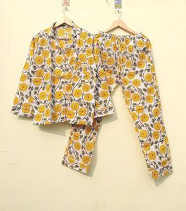 Conjunto de pijama de algodón unisex indio nueva moda ropa de dormir de verano para mujer hermosa ropa de novia - Product Image 1