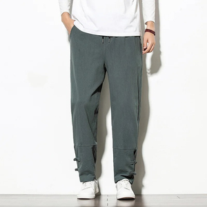 Pantalones de Algodón 100% para Hombre, Estilo Casual Holgado, Pierna Ancha, Pantalones Deportivos de Verano Chinos, Hechos de Pana - Product Image 3