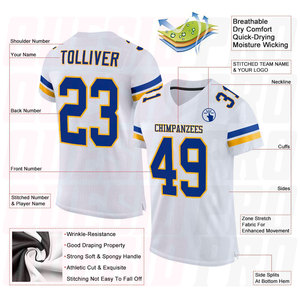 Maillot de football américain de haute qualité, sublimation intégrale, marque de luxe, style rétro américain. - Product Image 6